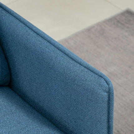 2 Seater Fabric Sofa with Button Tufted Cushions - Dark Blue