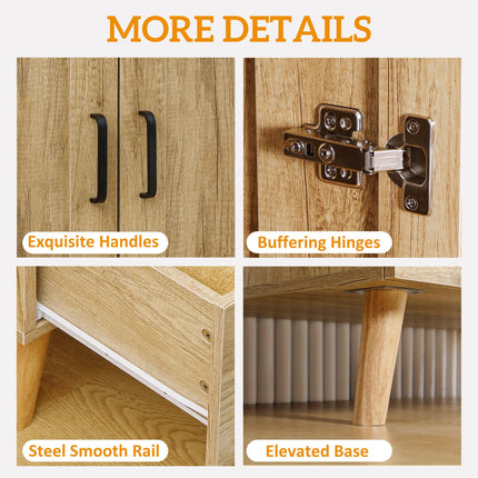2 Door Wardrobe with 2 Drawers and Hanging Rail for Bedroom - Natural