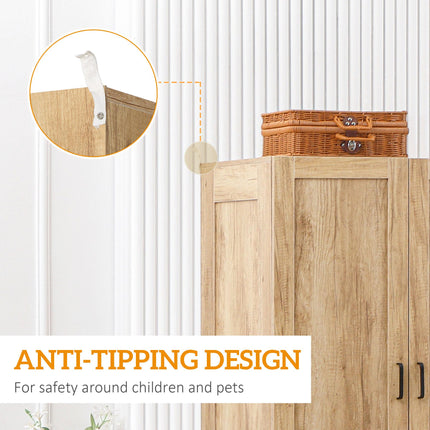 2 Door Wardrobe with 2 Drawers and Hanging Rail for Bedroom - Natural