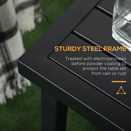 Garden Side Table with Umbrella Hole Steel Patio End Coffee Table 51cm - Black