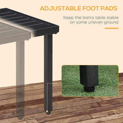 Garden Side Table with Umbrella Hole Steel Patio End Coffee Table 51cm - Black