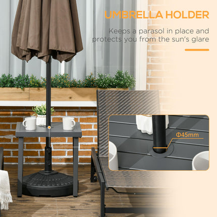 Garden Side Table with Umbrella Hole Steel Frame Patio End Table 51cm - Grey