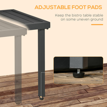 Garden Side Table with Umbrella Hole Steel Frame Patio End Table 51cm - Grey
