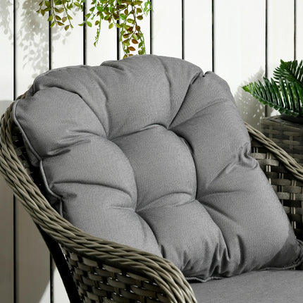3 Piece Modern Rattan Bistro Set with Cushions - Grey