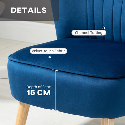 Luxe Velvet Accent Chair and Ottoman Set - Dark Blue
