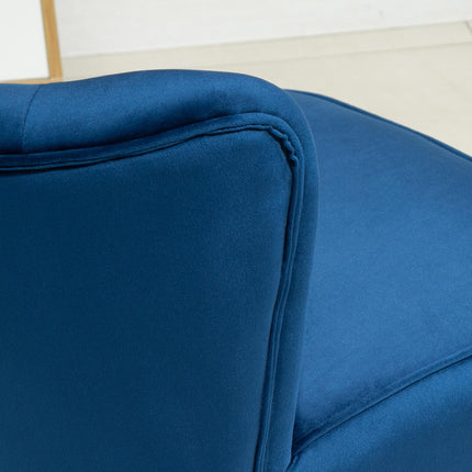 Luxe Velvet Accent Chair and Ottoman Set - Dark Blue