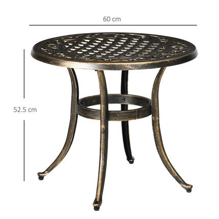Industrial Garden Side Table with Hollow Top and Cast Aluminium Frame - Bronze