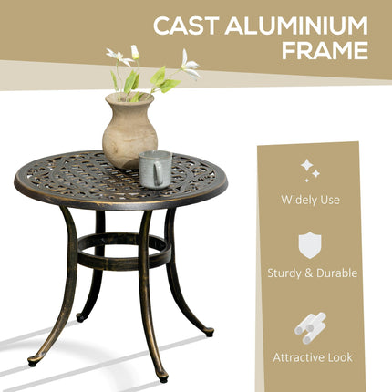 Industrial Garden Side Table with Hollow Top and Cast Aluminium Frame - Bronze