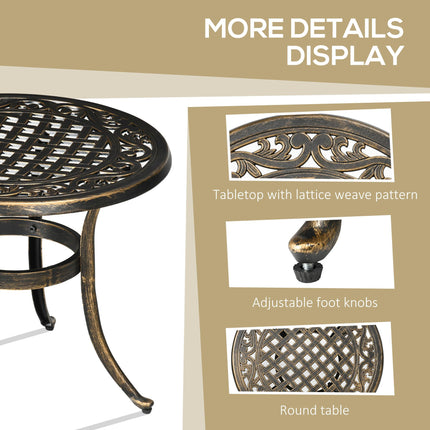 Industrial Garden Side Table with Hollow Top and Cast Aluminium Frame - Bronze