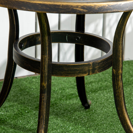 Industrial Garden Side Table with Hollow Top and Cast Aluminium Frame - Bronze