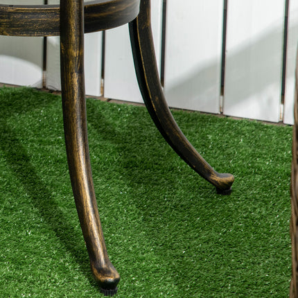 Industrial Garden Side Table with Hollow Top and Cast Aluminium Frame - Bronze