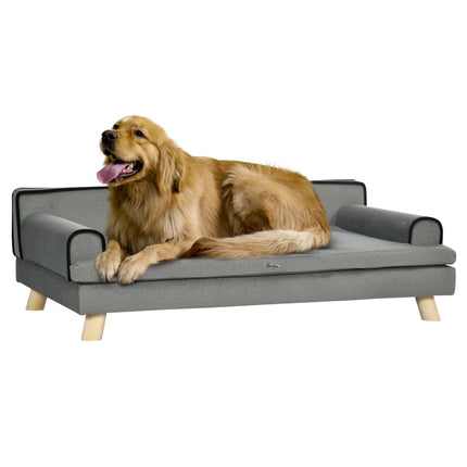 Dog Sofa with Legs for Large & Medium Dogs 100x62x32 cm Water-Resistant Fabric - Grey