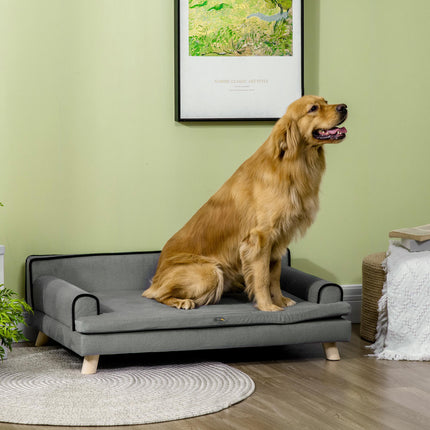 Dog Sofa with Legs for Large & Medium Dogs 100x62x32 cm Water-Resistant Fabric - Grey