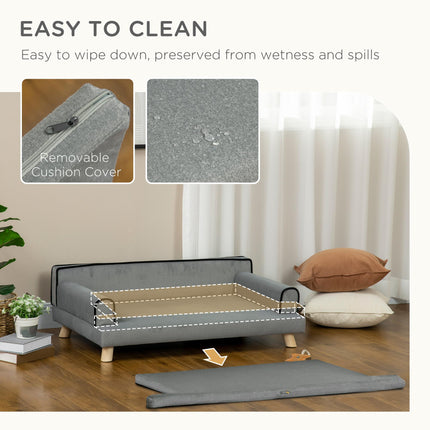 Dog Sofa with Legs for Large & Medium Dogs 100x62x32 cm Water-Resistant Fabric - Grey