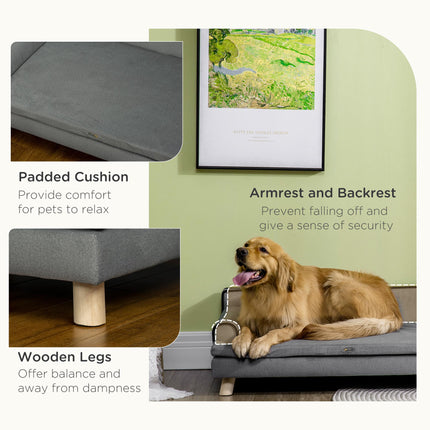 Dog Sofa with Legs for Large & Medium Dogs 100x62x32 cm Water-Resistant Fabric - Grey