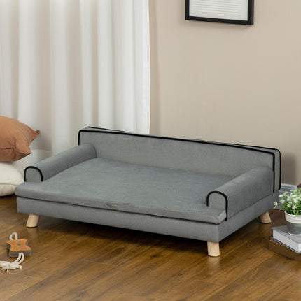 Dog Sofa with Legs for Large & Medium Dogs 100x62x32 cm Water-Resistant Fabric - Grey