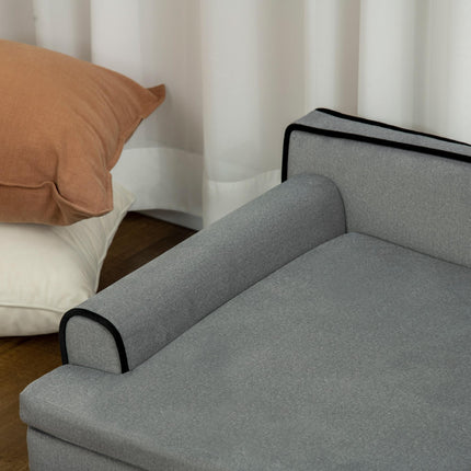 Dog Sofa with Legs for Large & Medium Dogs 100x62x32 cm Water-Resistant Fabric - Grey