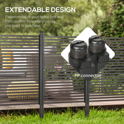 Outsunny Garden Fence with 2 Standing Ways for Hard & Soft Ground, Decorative Outdoor Divider, Animal Barrier Fence, Brown