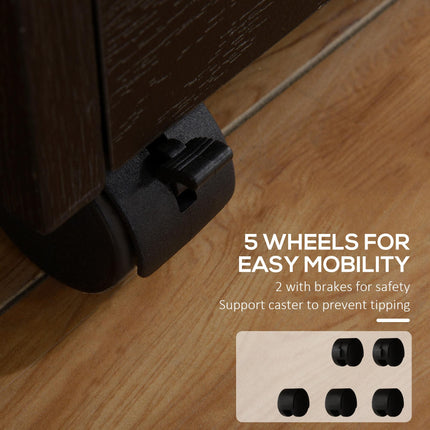 Three-Drawer Lockable Filing Cabinet with Wheels and Wood-Effect Finish - Black