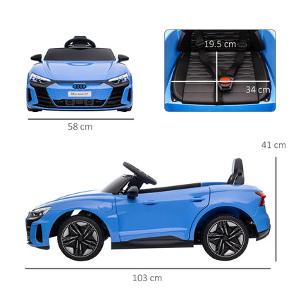 Audi Licensed Kids 12V Electric Ride On Car with Remote Control, Suspension, Lights & Music - Blue