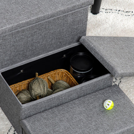 3-Step Cat and Dog Stairs with Storage Boxes for Bed and Sofa - Light Grey