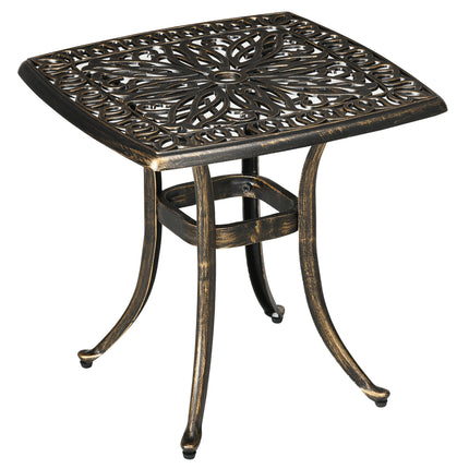 Outdoor Side Table 54x54cm with Umbrella Hole 38mm - Bronze Cast Aluminium