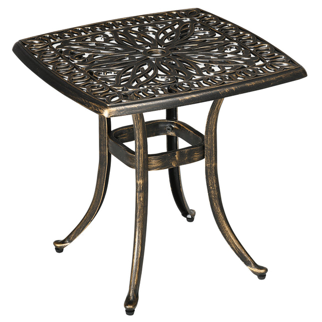 Outdoor Side Table 54x54cm with Umbrella Hole 38mm - Bronze Cast Aluminium