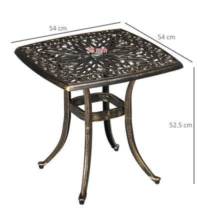 Outdoor Side Table 54x54cm with Umbrella Hole 38mm - Bronze Cast Aluminium
