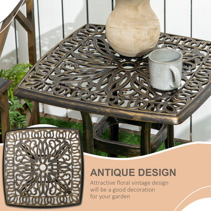 Outdoor Side Table 54x54cm with Umbrella Hole 38mm - Bronze Cast Aluminium
