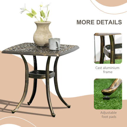 Outdoor Side Table 54x54cm with Umbrella Hole 38mm - Bronze Cast Aluminium