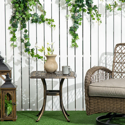 Outdoor Side Table 54x54cm with Umbrella Hole 38mm - Bronze Cast Aluminium