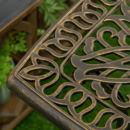 Outdoor Side Table 54x54cm with Umbrella Hole 38mm - Bronze Cast Aluminium