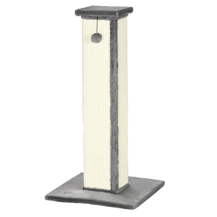 81cm Vertical Cat Scratcher with Sisal Rope, Hanging Ball & Plush Base - Grey