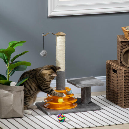 Cat Tree Tower Activity Center with Scratching Posts and Perch 56cm - Grey
