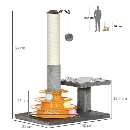 Cat Tree Tower Activity Center with Scratching Posts and Perch 56cm - Grey