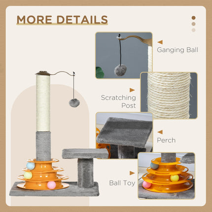 Cat Tree Tower Activity Center with Scratching Posts and Perch 56cm - Grey