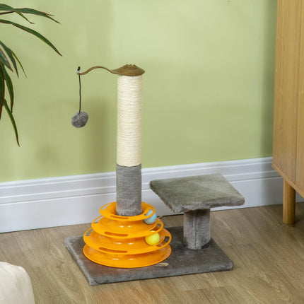Cat Tree Tower Activity Center with Scratching Posts and Perch 56cm - Grey