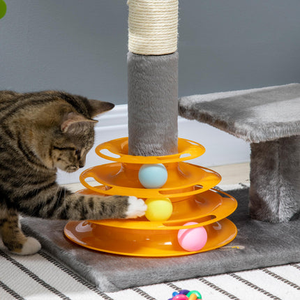 Cat Tree Tower Activity Center with Scratching Posts and Perch 56cm - Grey