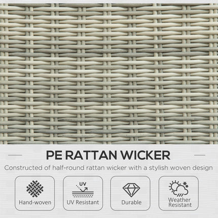 5-Piece PE Rattan Outdoor Sun Lounger Set with Reclining Chairs, Footstools & Glass Top Table - Mixed Grey