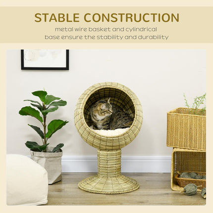 Raised Cat House with Detachable Top and Stand Cushion 41x71.5 cm - Yellow