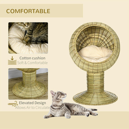 Raised Cat House with Detachable Top and Stand Cushion 41x71.5 cm - Yellow