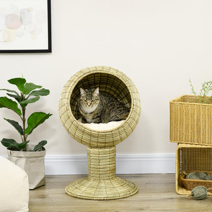 Raised Cat House with Detachable Top and Stand Cushion 41x71.5 cm - Yellow