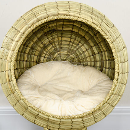 Raised Cat House with Detachable Top and Stand Cushion 41x71.5 cm - Yellow