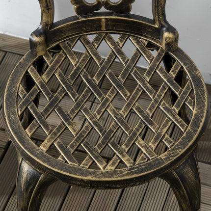 3 Piece Cast Aluminium Garden Bistro Set for 2 with Parasol Hole - Bronze