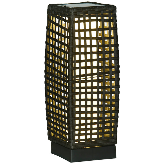 Outdoor Rattan Solar LED Lantern with Auto On/Off - Grey