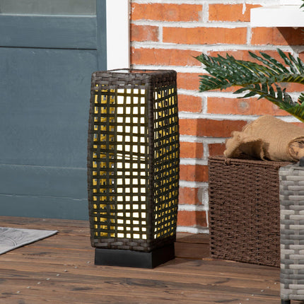 Outdoor Rattan Solar LED Lantern with Auto On/Off - Grey