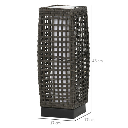 Outdoor Rattan Solar LED Lantern with Auto On/Off - Grey