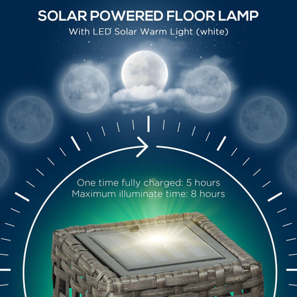 Outdoor Rattan Solar LED Lantern with Auto On/Off - Grey