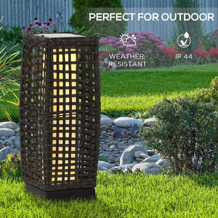 Outdoor Rattan Solar LED Lantern with Auto On/Off - Grey