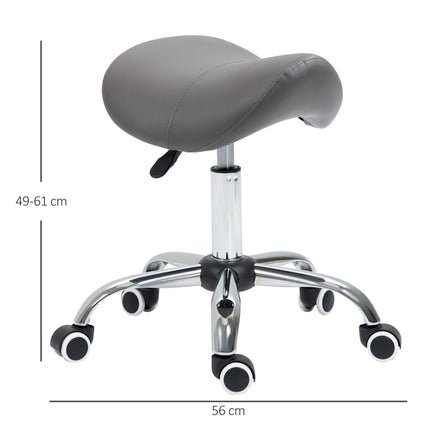 Cosmetic Salon Stool 360° Swivel Height Adjustable Hydraulic Rolling Saddle Chair - Grey